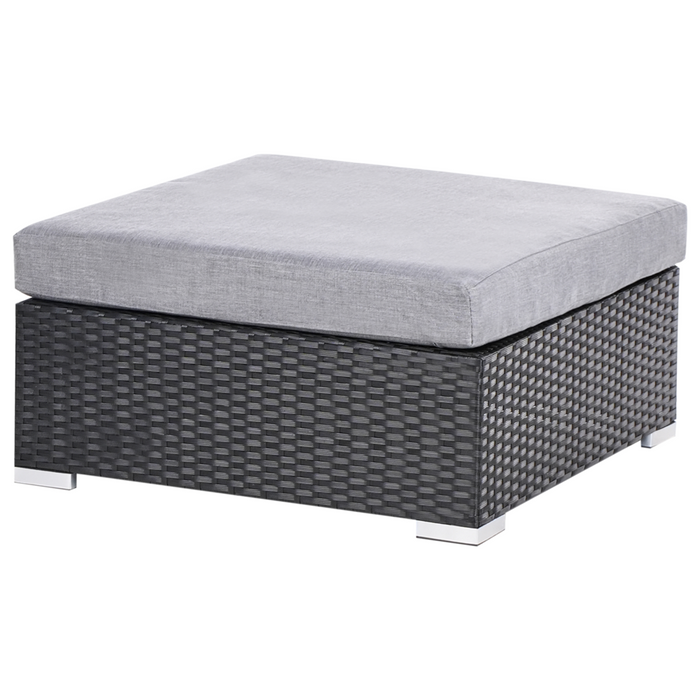 Set di divani da giardino a 2 pezzi nero con cuscini grigi Tavolino d'angolo a 5 posti