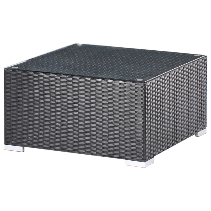 Set di divani da giardino a 2 pezzi nero con cuscini grigi Tavolino d'angolo a 5 posti