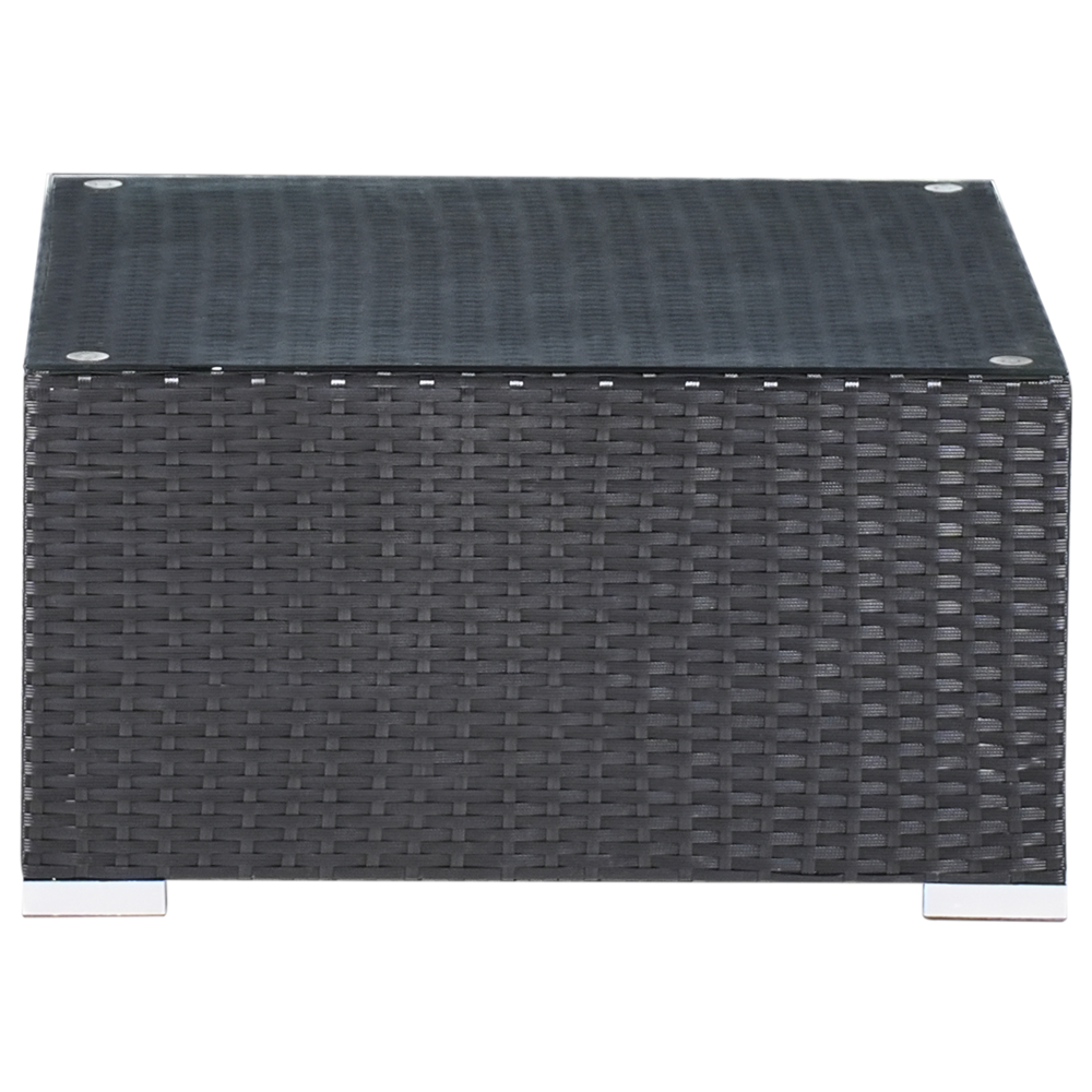 Set di divani da giardino a 2 pezzi nero con cuscini grigi Tavolino d'angolo a 5 posti