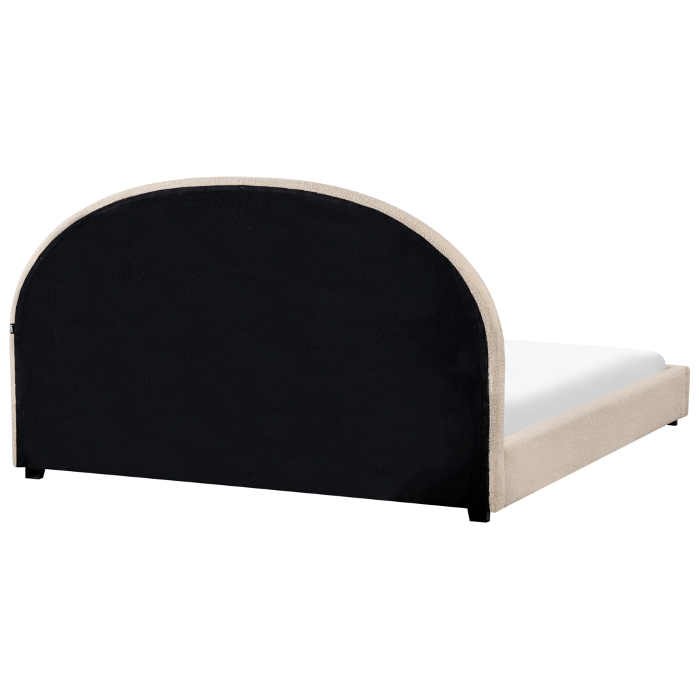 Letto matrimoniale ad acqua in tessuto bouclè beige 180 x 200 cm retrò minimalista