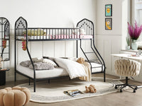 Letto a castello Singolo su Doppio Telaio in ferro Nero cameretta per bambini