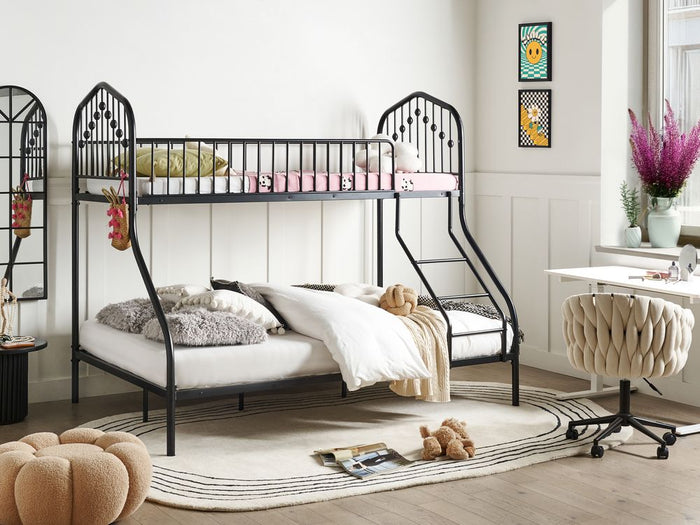 Letto a castello Singolo su Doppio Telaio in ferro Nero cameretta per bambini