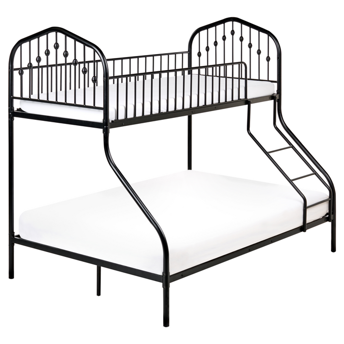 Letto a castello Singolo su Doppio Telaio in ferro Nero cameretta per bambini