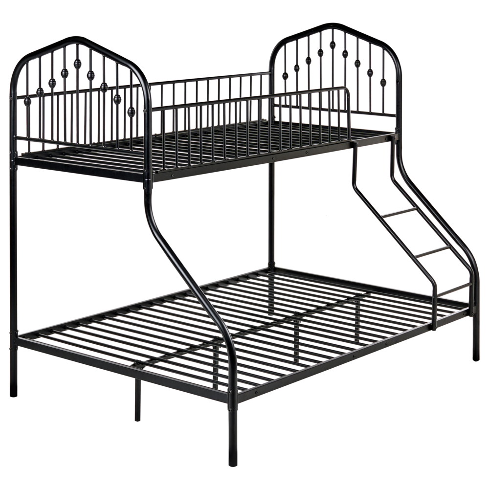 Letto a castello Singolo su Doppio Telaio in ferro Nero cameretta per bambini