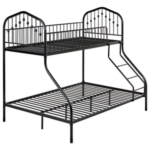 Letto a castello Singolo su Doppio Telaio in ferro Nero cameretta per bambini