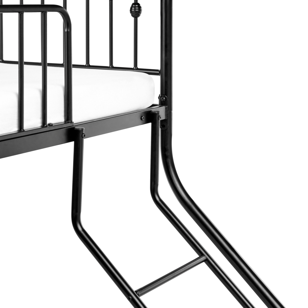 Letto a castello Singolo su Doppio Telaio in ferro Nero cameretta per bambini
