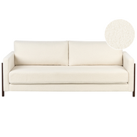 Divano letto in tessuto bianco e legno di betulla gambe marrone scuro Soggiorno Camera da letto