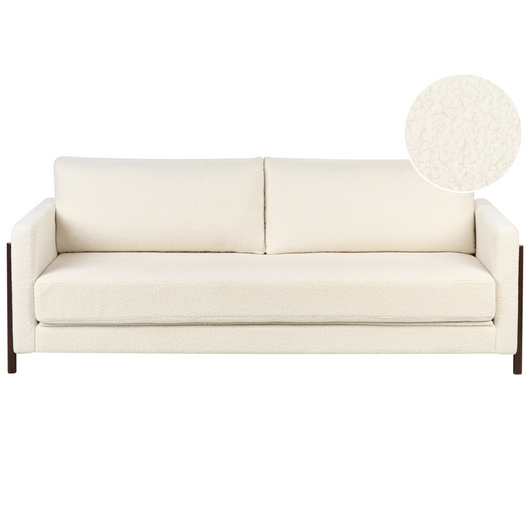 Divano letto in tessuto bianco e legno di betulla gambe marrone scuro Soggiorno Camera da letto