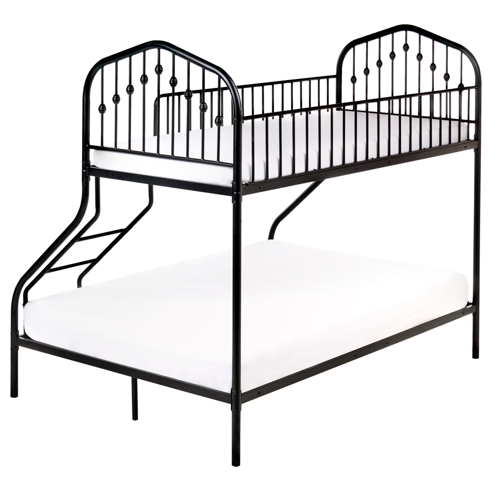 Letto a castello Singolo su Doppio Telaio in ferro Nero cameretta per bambini