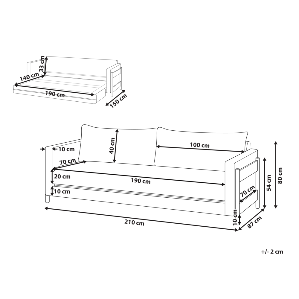 Divano letto in tessuto bianco e legno di betulla gambe marrone scuro Soggiorno Camera da letto