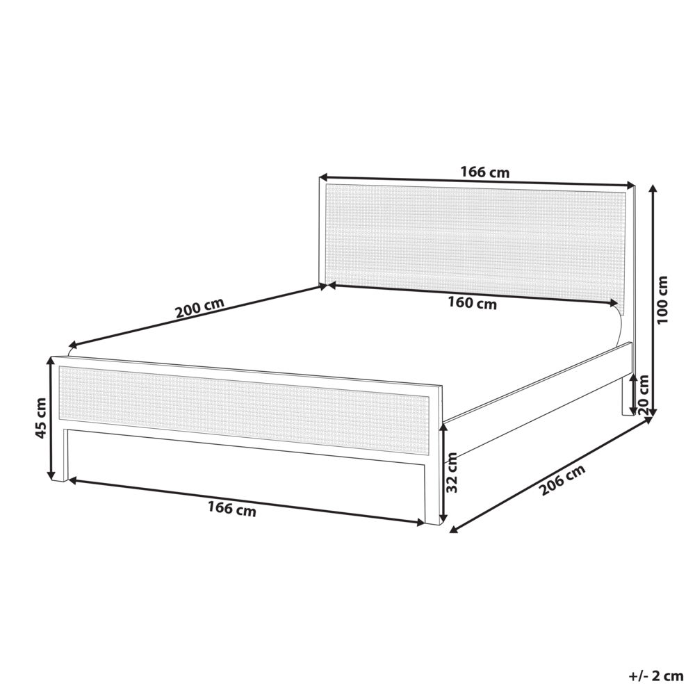 Letto in legno di pino nero 160 x 200 cm matrimoniale con testata a treccia viennese a doghe stile rustico minimalista