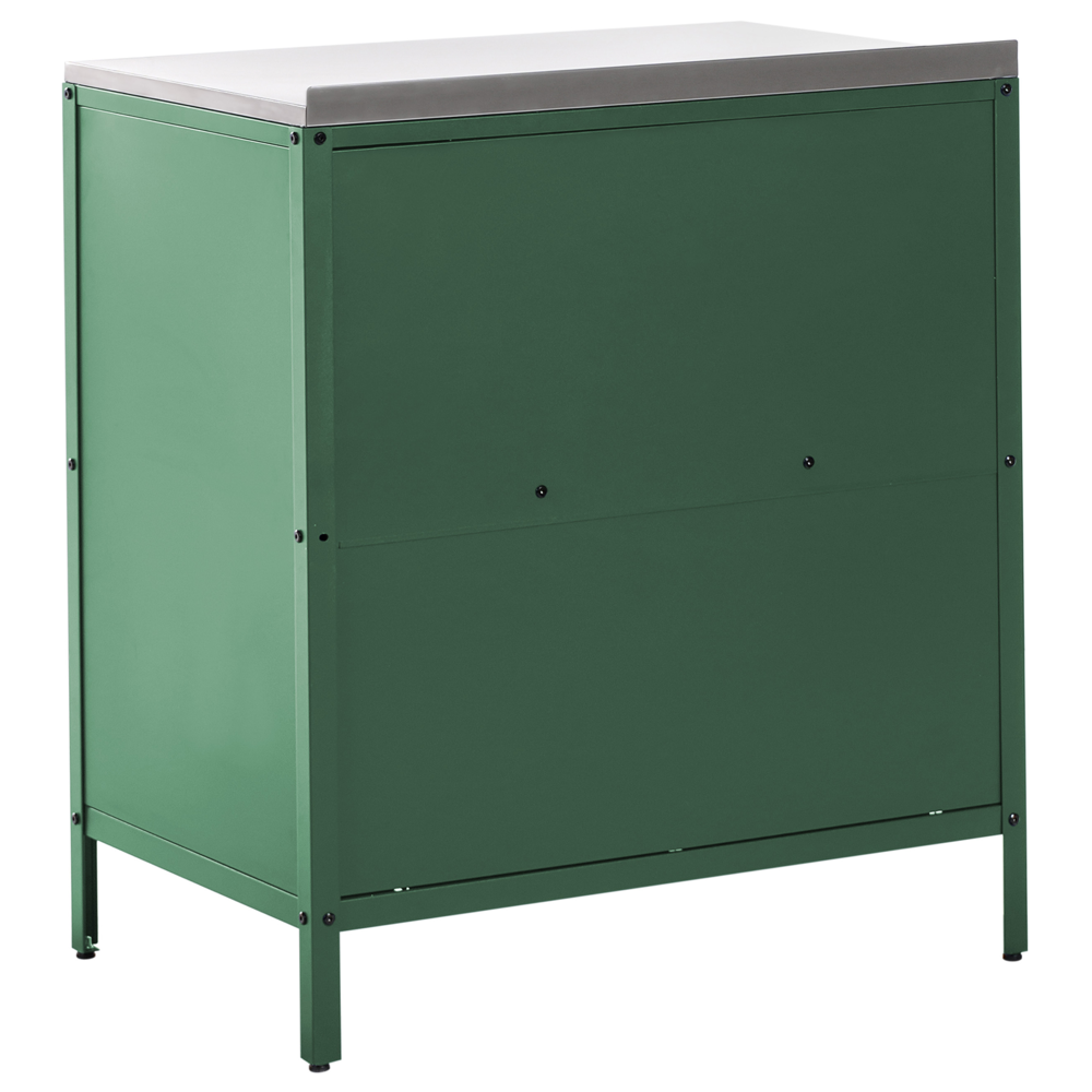 Set cucina da esterno 3 elementi acciaio inox verde 2 armadietti portaoggetti stazione da cucina esterna