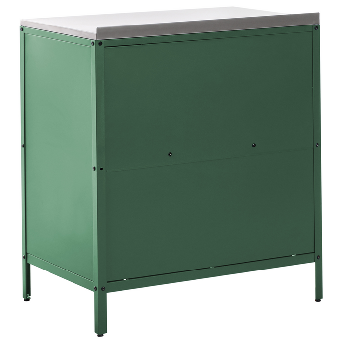 Set cucina da esterno 3 elementi acciaio inox verde 2 armadietti portaoggetti stazione da cucina esterna