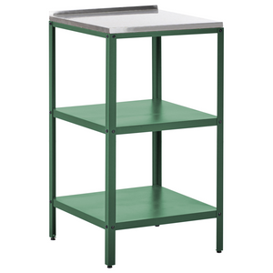 Set cucina da esterno 3 elementi acciaio inox verde 2 armadietti portaoggetti stazione da cucina esterna