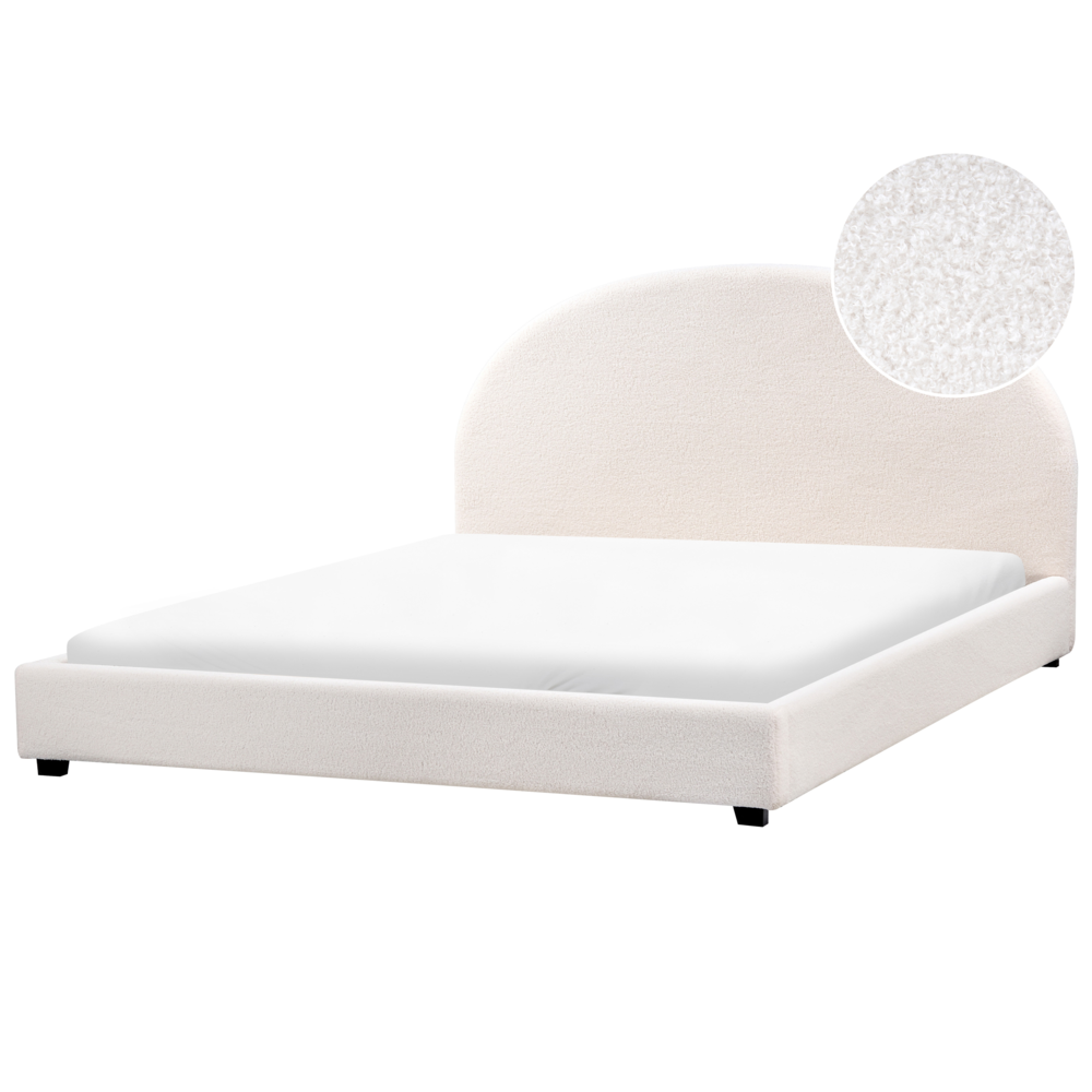 Letto ad acqua in bouclé retrò dal design minimalista in poliestere bianco sporco 180 x 200 cm