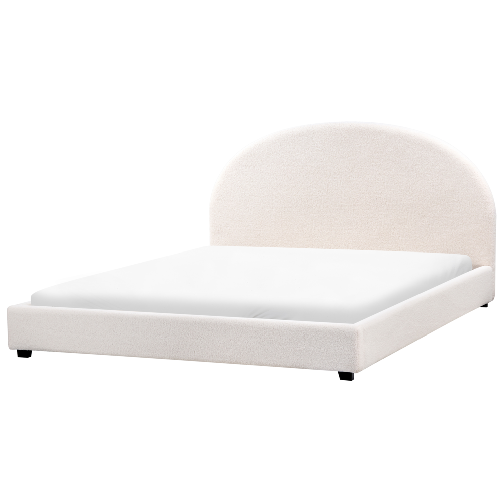 Letto ad acqua in bouclé retrò dal design minimalista in poliestere bianco sporco 180 x 200 cm