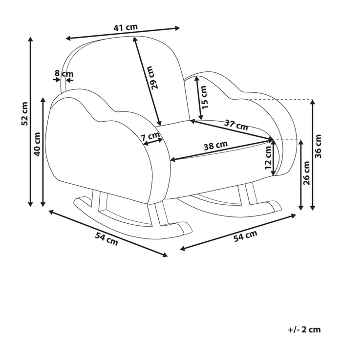 Sedia a dondolo per bambini nuvoletta con gambe in legno azzurro per cameretta