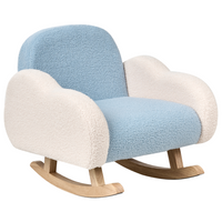Sedia a dondolo per bambini nuvoletta con gambe in legno azzurro per cameretta