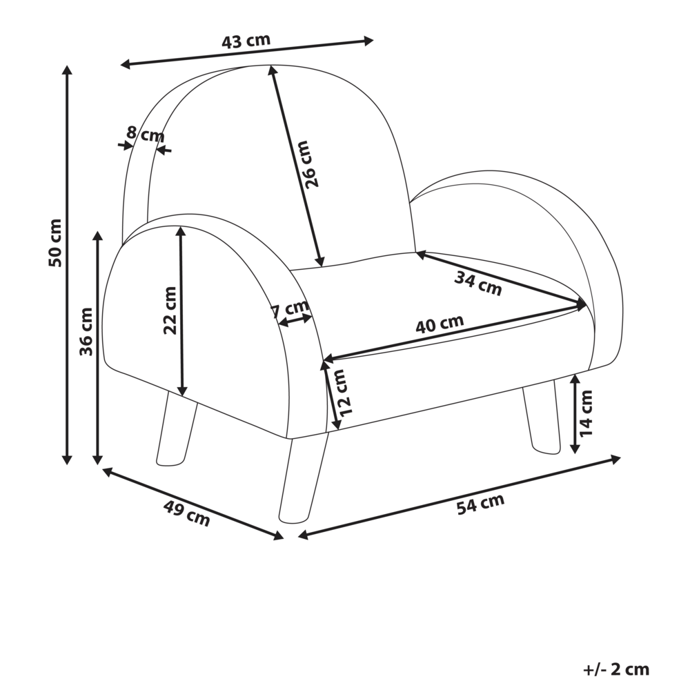 Poltrona per bambini Sedia imbottita con gambe in legno azzurro arcobaleno cameretta