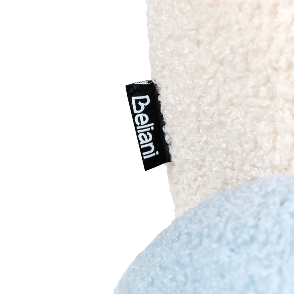 Poltrona per bambini Sedia imbottita con gambe in legno azzurro arcobaleno cameretta