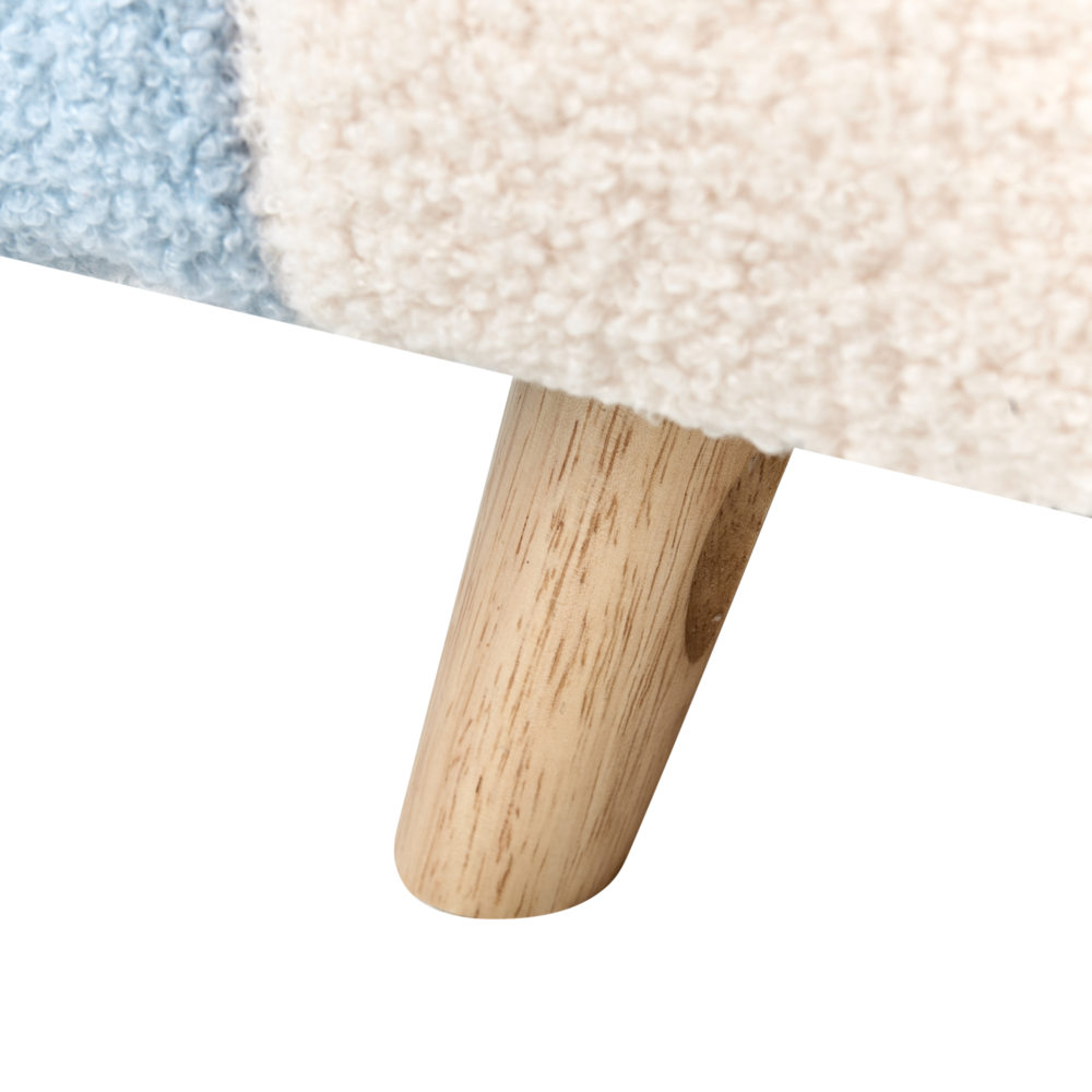 Poltrona per bambini Sedia imbottita con gambe in legno azzurro arcobaleno cameretta