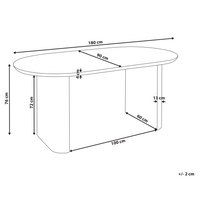Tavolo da pranzo rustico con gambe ovali 180 x 90 cm Bianco stile rustico