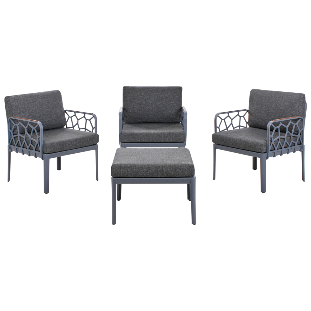 Set di divani da giardino 4 posti con struttura sintetica con cuscini beige scuro design modero