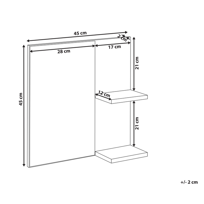 Specchio da parete per bagno con mensole nero stile moderno per il bagno
