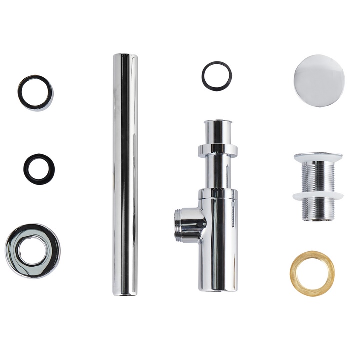 Sifone per lavabo con scarico click clack ottone e acciaio inox argento e acciaio inossidabile per lavabo da bagno