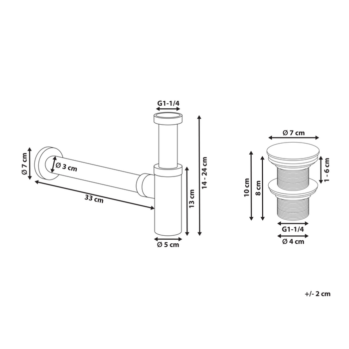 Sifone per lavabo con scarico click clack ottone e acciaio inox argento e acciaio inossidabile per lavabo da bagno