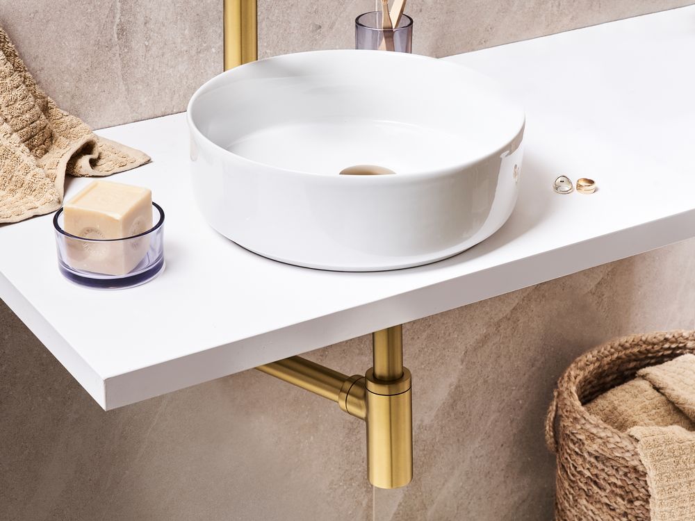 Sifone per lavabo con scarico click clack ottone e acciaio inox oro e acciaio inossidabile per lavabo da bagno