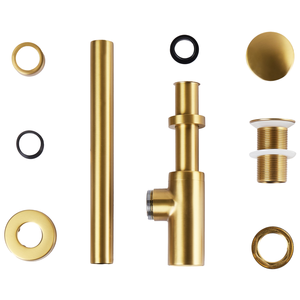 Sifone per lavabo con scarico click clack ottone e acciaio inox oro e acciaio inossidabile per lavabo da bagno