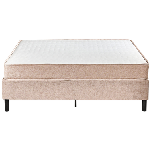 Letto matrimoniale in tessuto senza testata con materasso a molle insacchettate 160 x 200 cm beige Camera da letto elegante