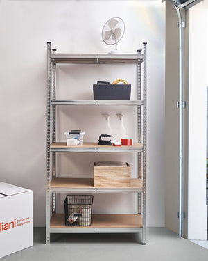 Scaffale da giardino in metallo argento autoportante 5 ripiani portaoggetti da giardino