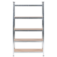 Scaffale da giardino in metallo argento autoportante 5 ripiani portaoggetti da giardino