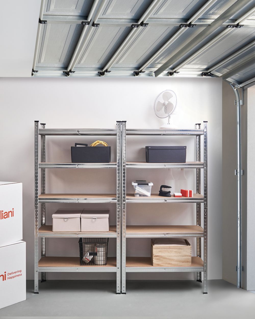 Set di 2 scaffali in metallo per giardino, garage 5 mensole argento portaoggetti da giardino autoportante