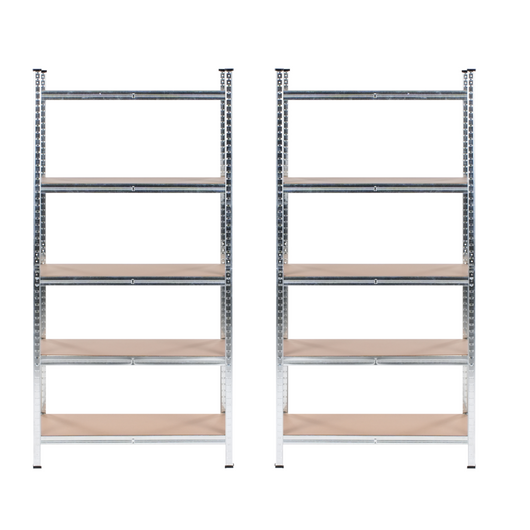 Set di 2 scaffali in metallo per giardino, garage 5 mensole argento portaoggetti da giardino autoportante