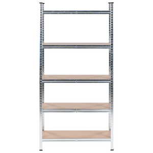 Set di 2 scaffali in metallo per giardino, garage 5 mensole argento portaoggetti da giardino autoportante