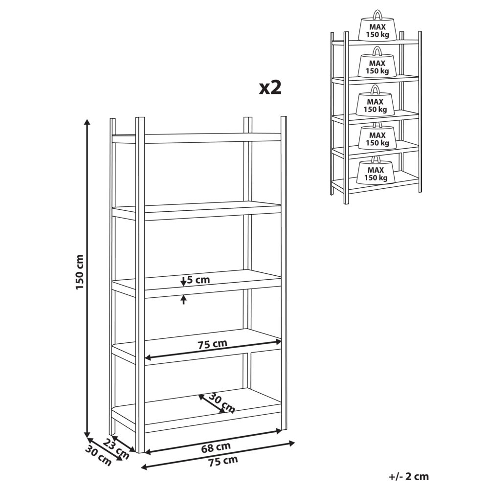 Set di 2 scaffali in metallo per giardino, garage 5 mensole argento portaoggetti da giardino autoportante