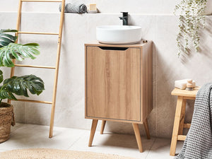 Mobile per lavabo per bagno con ripiani MDP Marrone chiaro 45 x 80 cm xon portaoggetti stile raffinato