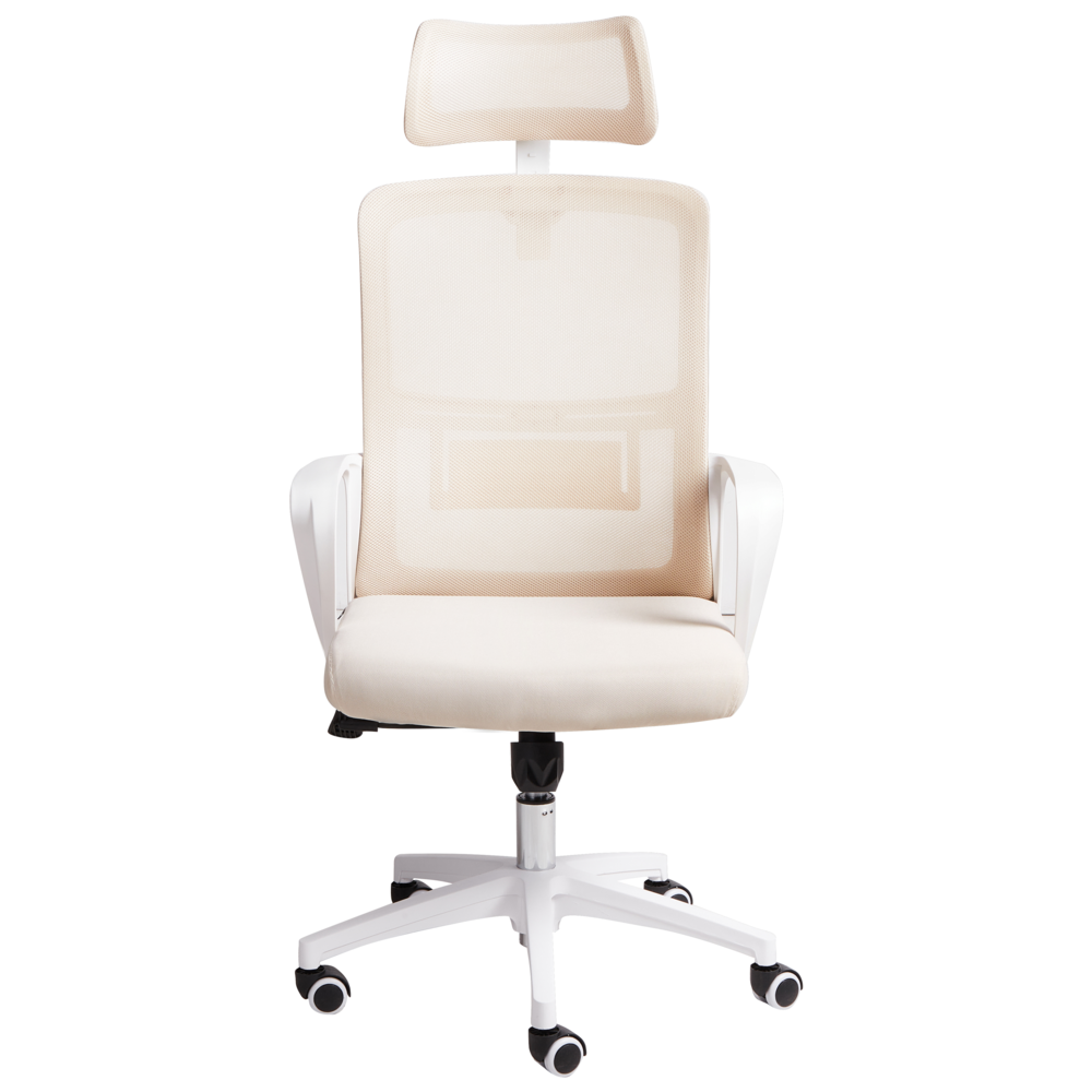 Sedia da ufficio con base girevole e poggiatesta regolabile in altezza con rete Home Office Beige stile moderno
