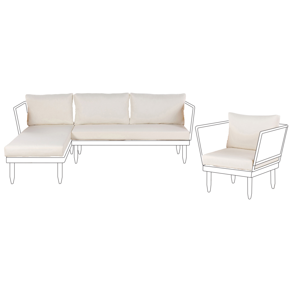 Set di copricuscini da esterno con cuscini per sedile in tessuto bianco sporco elegante glam balcone terrazzo