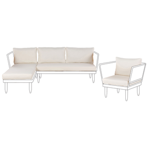 Set di copricuscini da esterno con cuscini per sedile in tessuto bianco sporco elegante glam balcone terrazzo