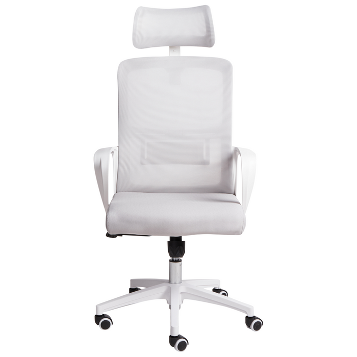 Sedia da ufficio con base girevole e poggiatesta regolabile in altezza in rete per l'ufficio domestico Grigio chiaro