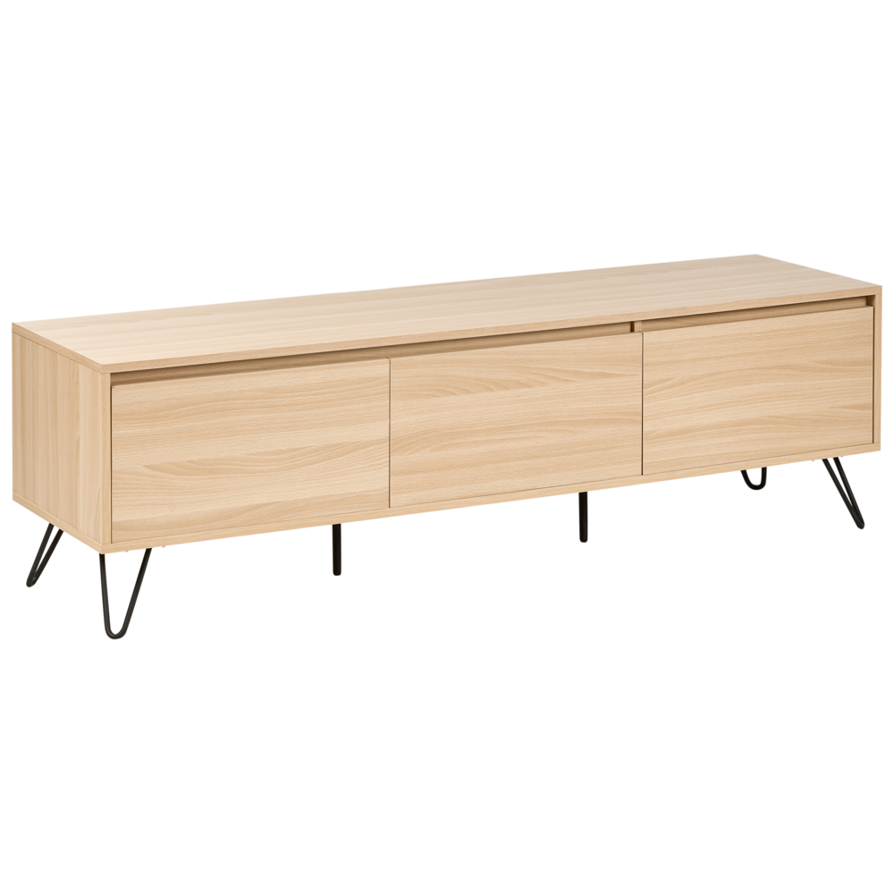 Mobile TV in truciolato marrone chiaro 150 cm 3 ripiani Design minimalista Soggiorno