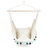 Sedia amaca sospesa da interno esterno in cotone beige e blu Stile Boho