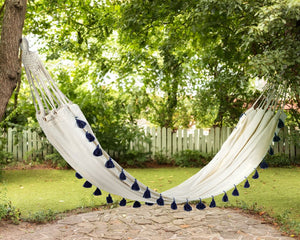 Amaca da esterno con seduta in cotone Beige e blu per interni ed esterni in stile Boho