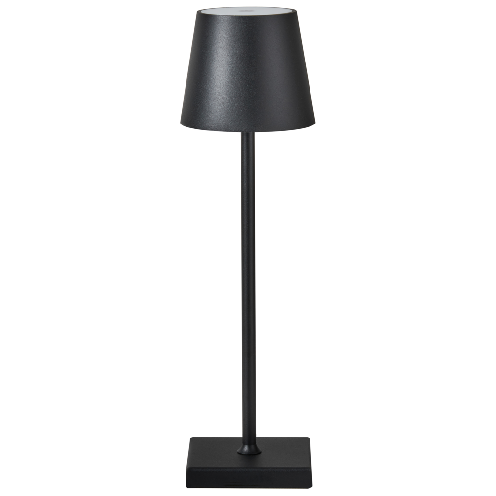 Lampada da tavolo in alluminio nero per interni e per esterni moderna con interruttore a sfioramento Cavo USB di ricarica senza fili
