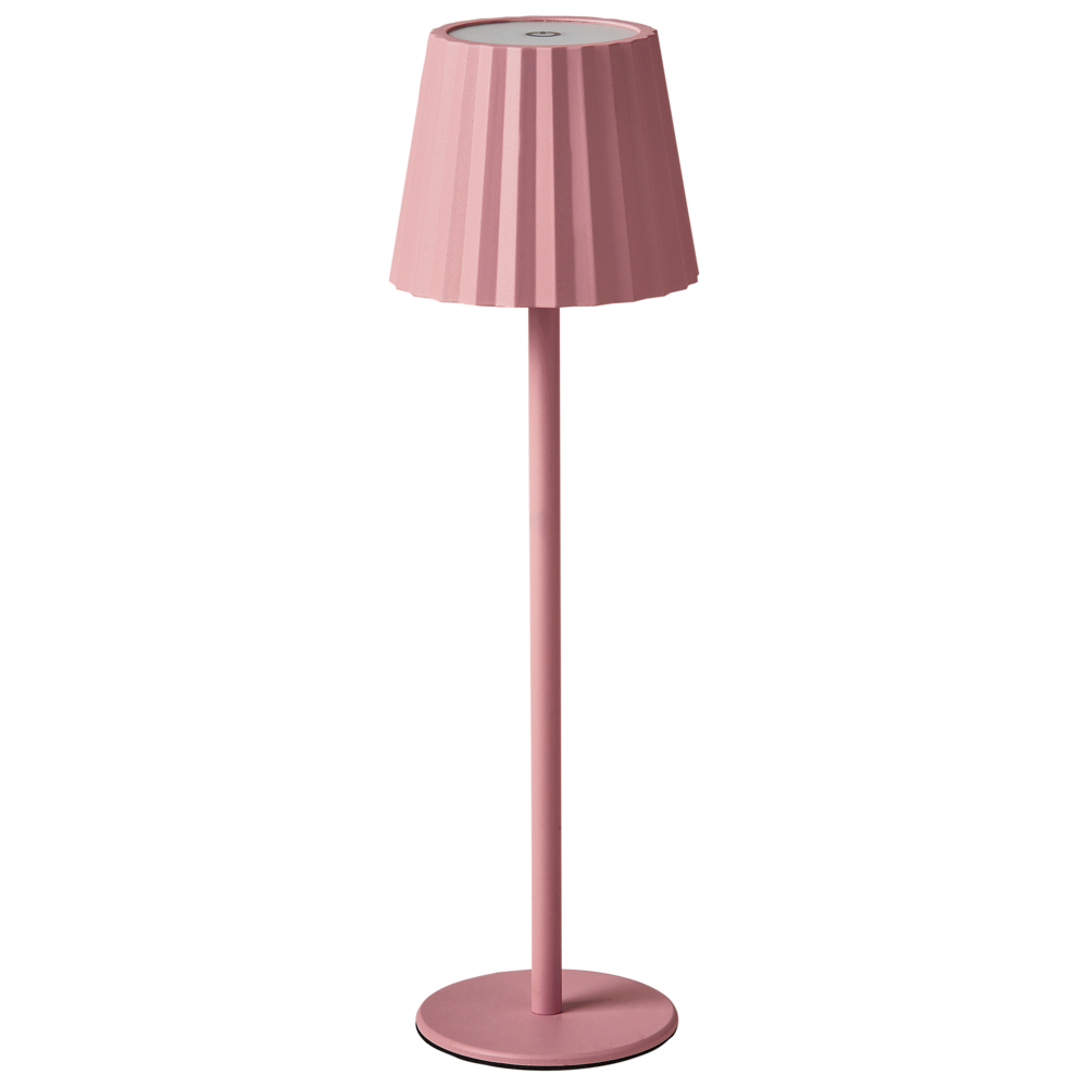 Lampada da tavolo in alluminio rosa pastello ferro luce interna esterna stile moderno