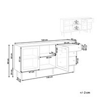 Credenza in MDF bianco con ante in vetro e 2 cassetti Accenti dorati